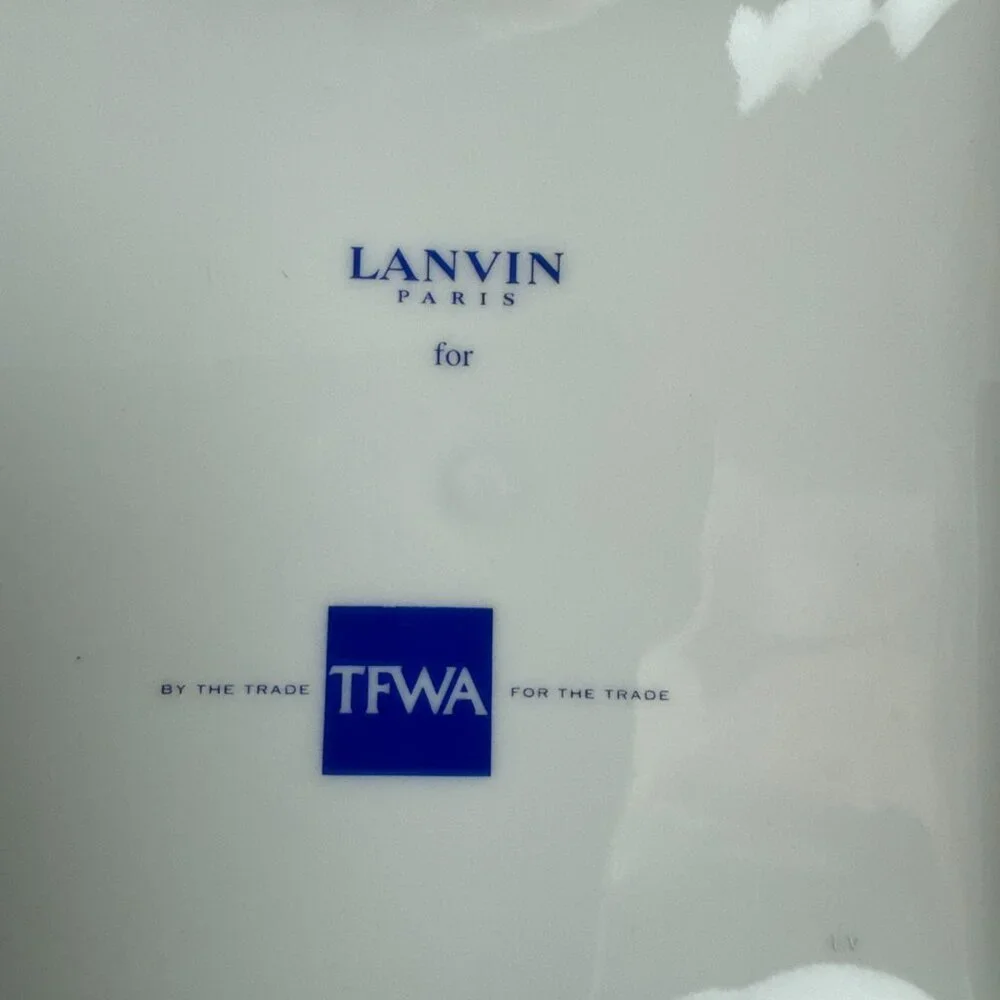 Lanvin Paris Porcelain Set of 2 Serving plate dish Trinket Dish White & Blue